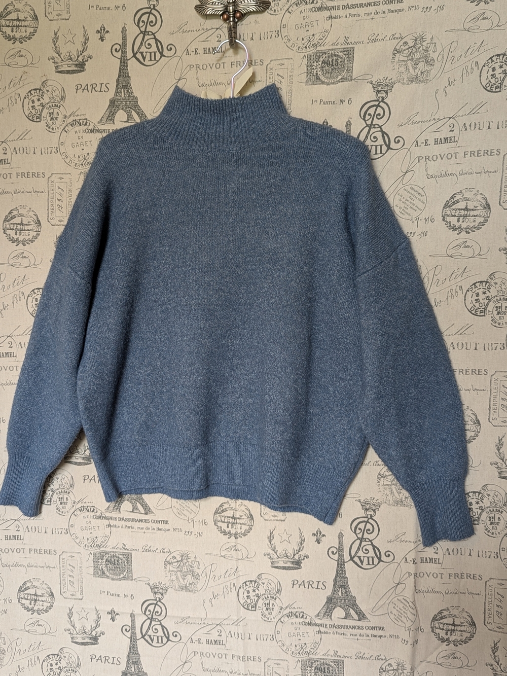 Philosophy Heather Blue Mock Neck Sweater - Size XS (Fits Like A Medium)